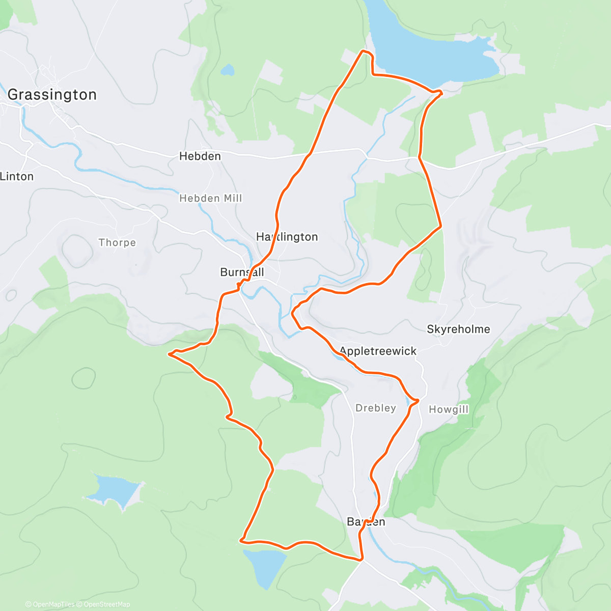 Map of the activity, Burnsall cafe loop
