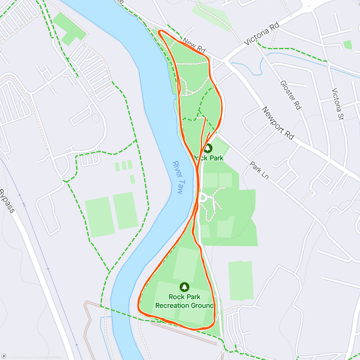 Map of the activity, Parkrun with an injured Ty...again