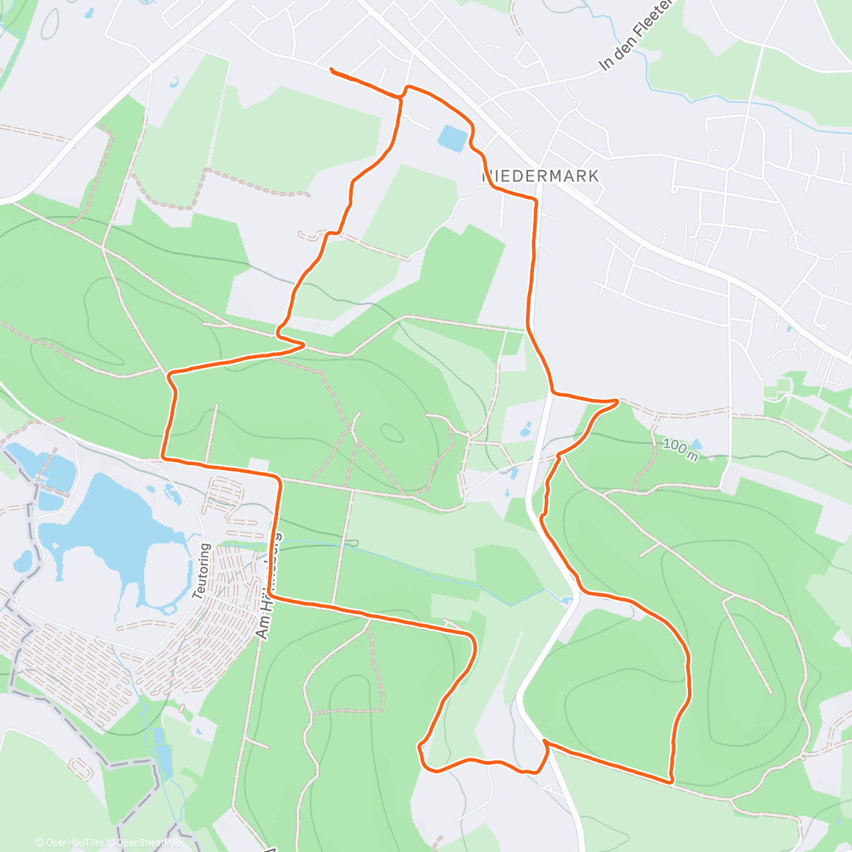 Map of the activity, Kurzes Schnee-hügeln.