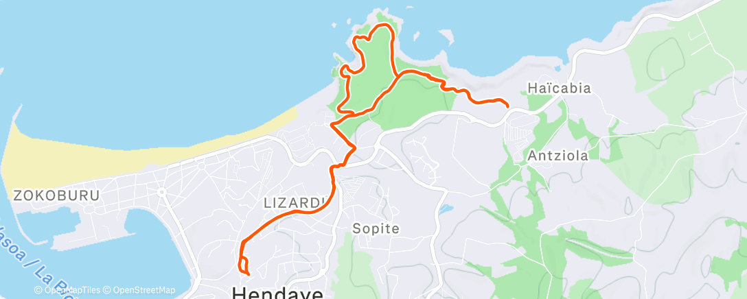Map of the activity, Petit trail à Hendaye pour faire de la place avant le réveillon!