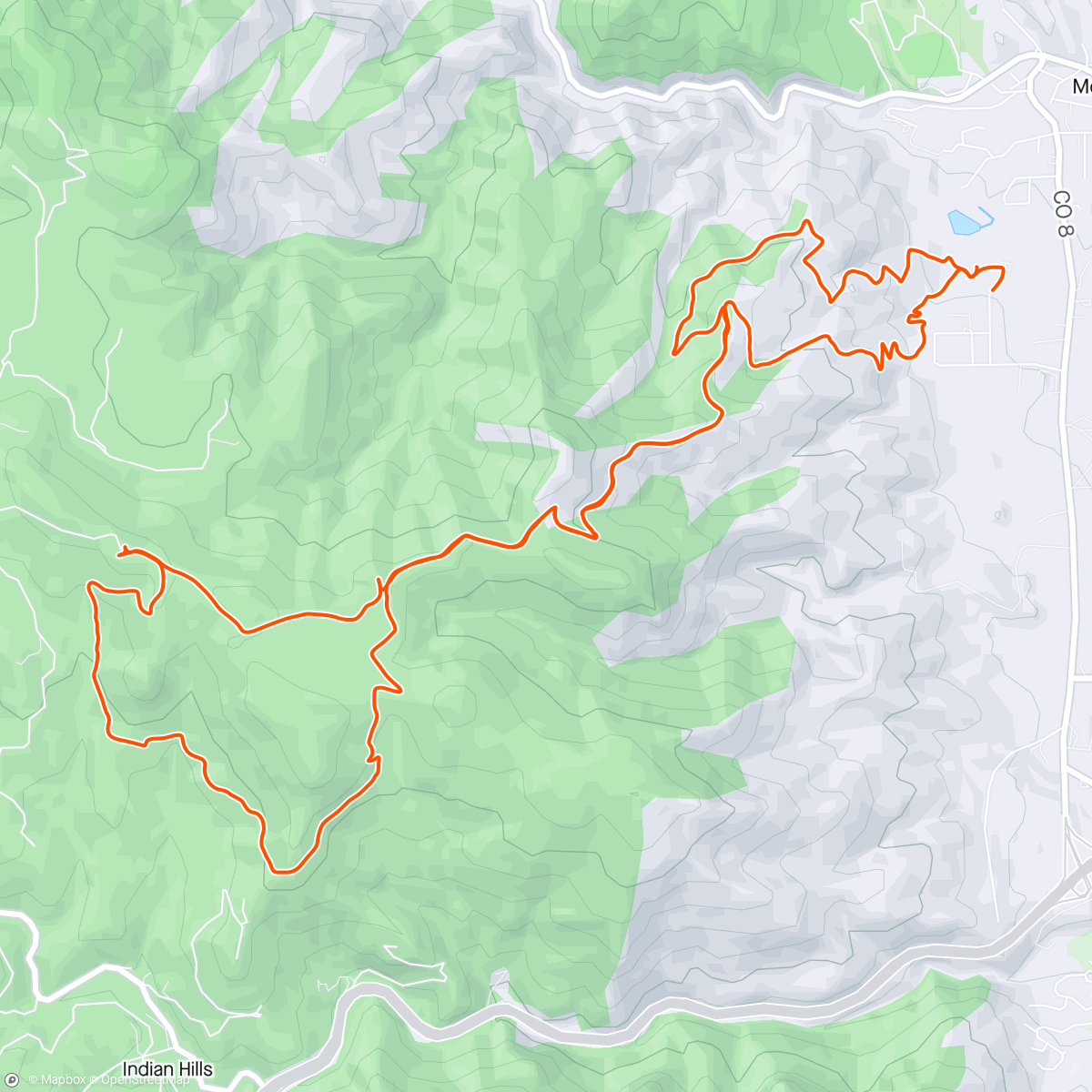 Map of the activity, 2 Hrs of Rain, Snow, & Slush Around Mt. Falcon