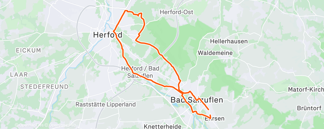 Map of the activity, Radfahrt am Mittag