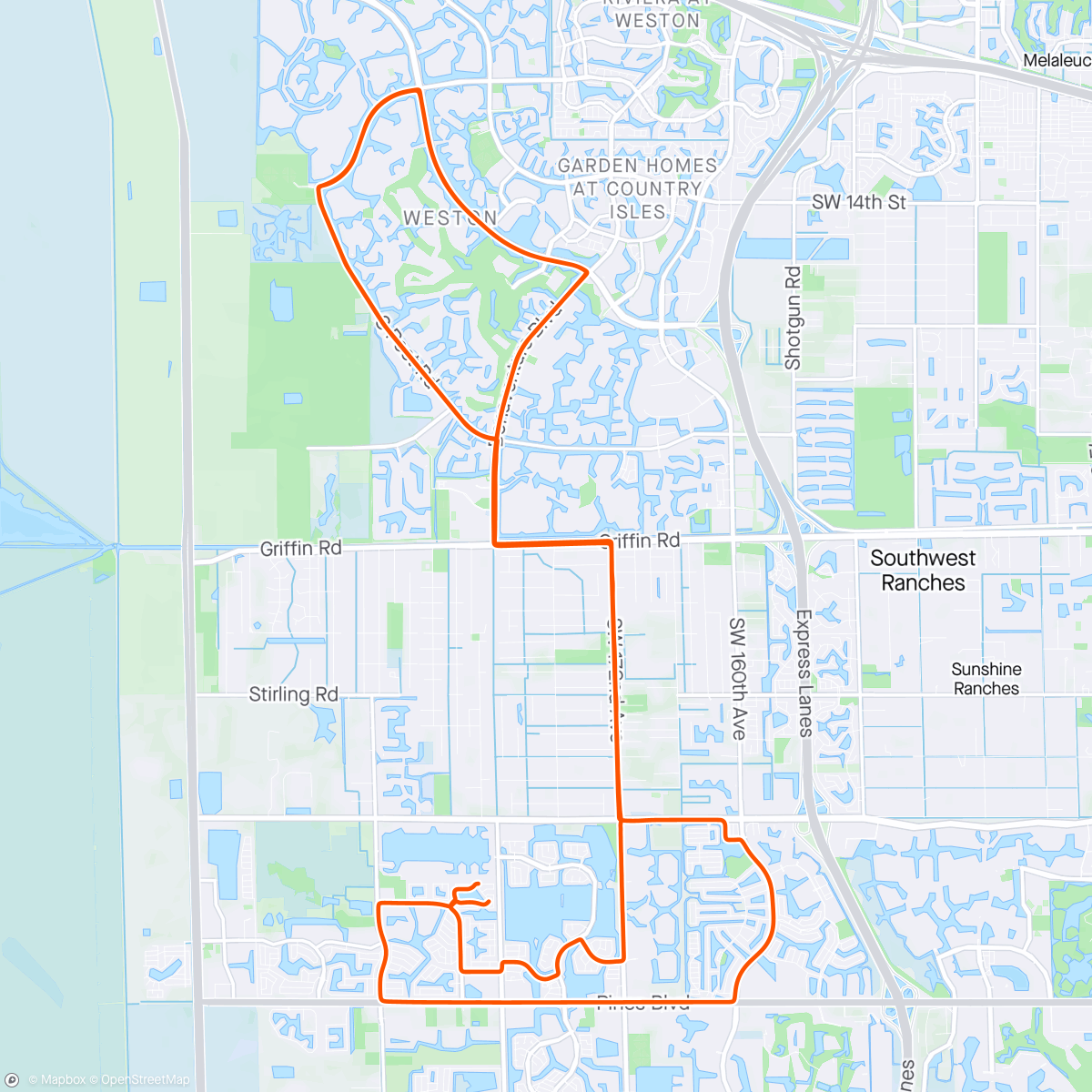 Map of the activity, Tue Morning Ride