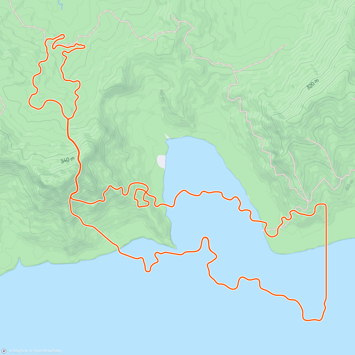 Mapa de la actividad (Zwift - Mayan 8 in Watopia)