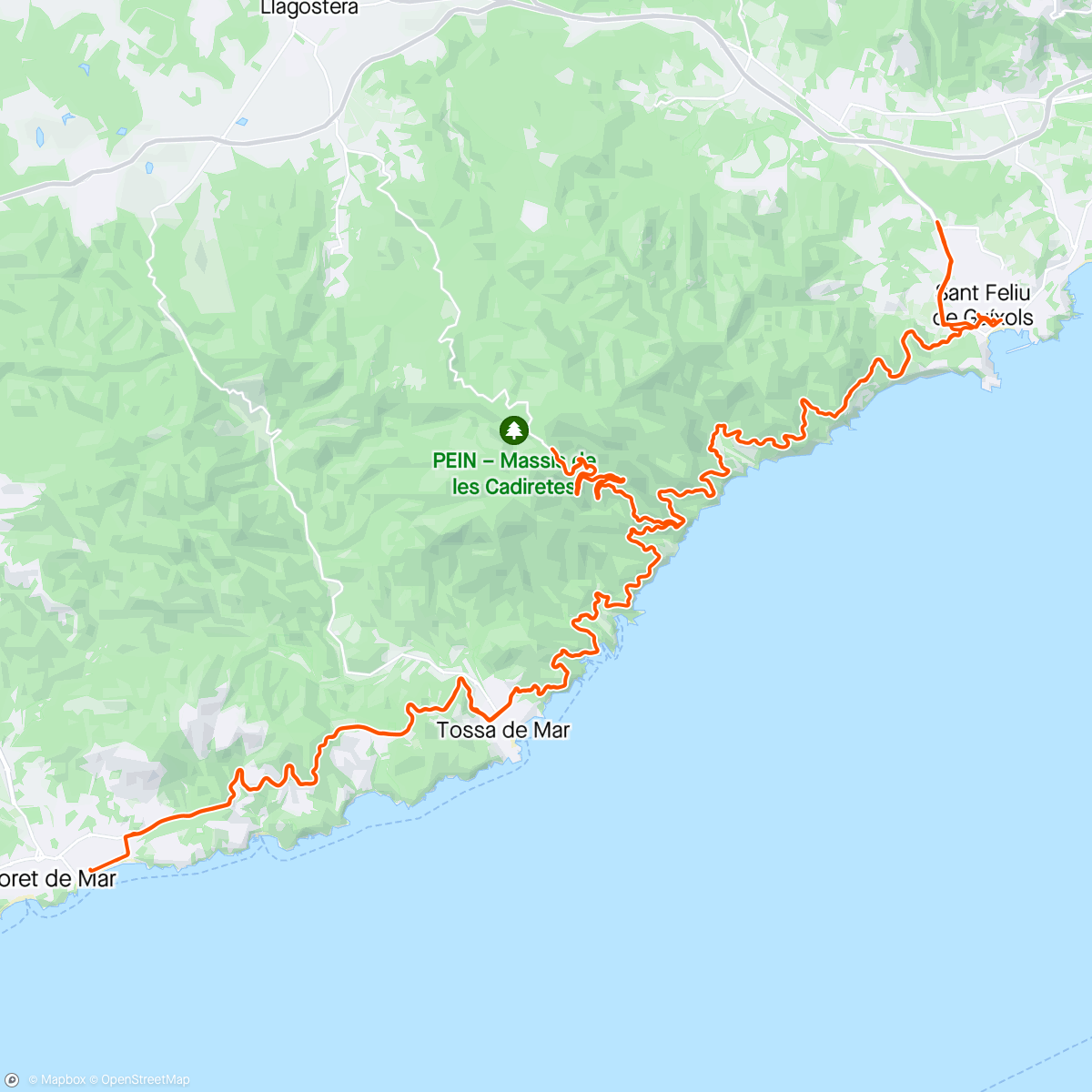 Map of the activity, Coastal spin, dodging rainstorms and rocks on the road 🌦️🌧️