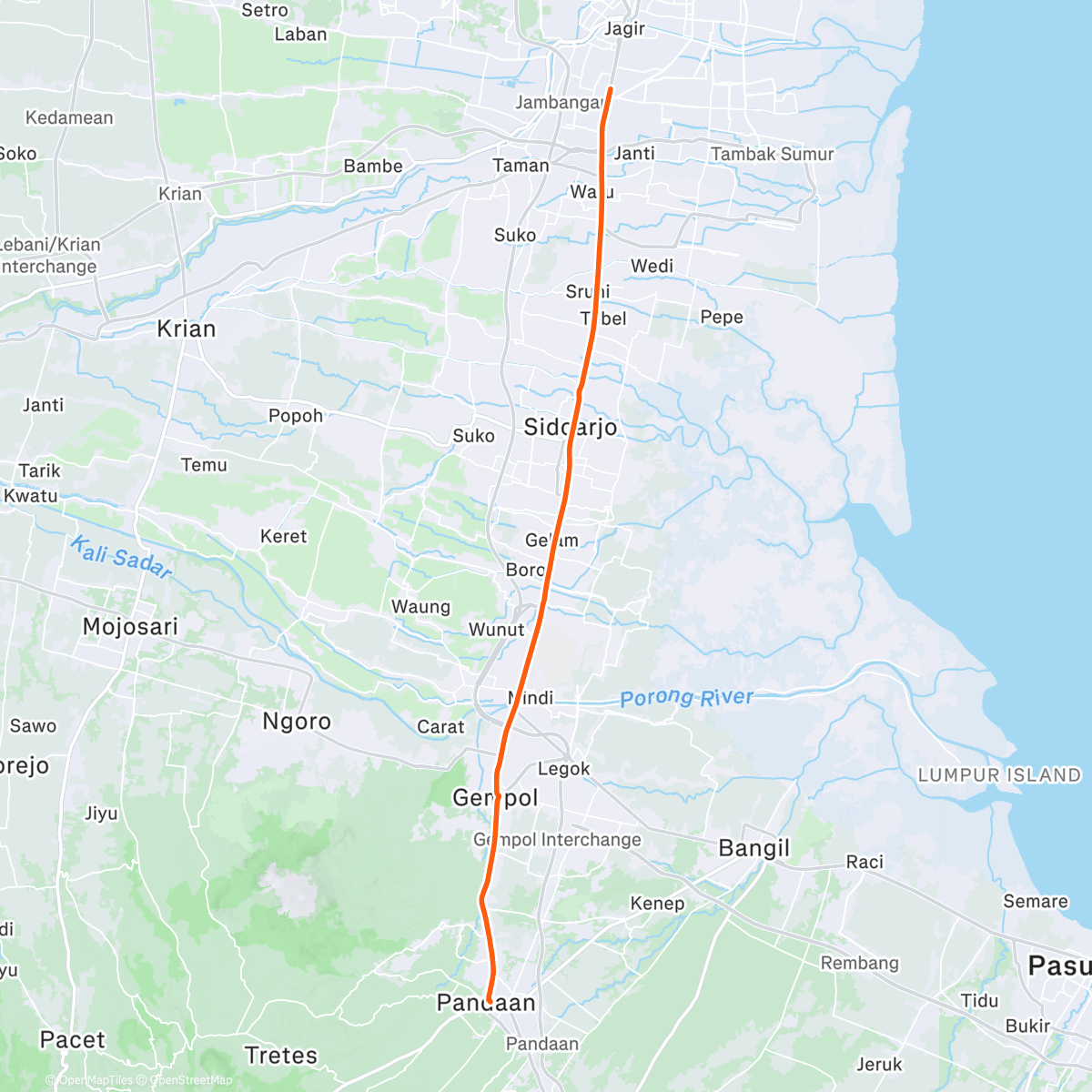 Map of the activity, Pandaan Easy Climb - Day 34 after Total Knee Replacement