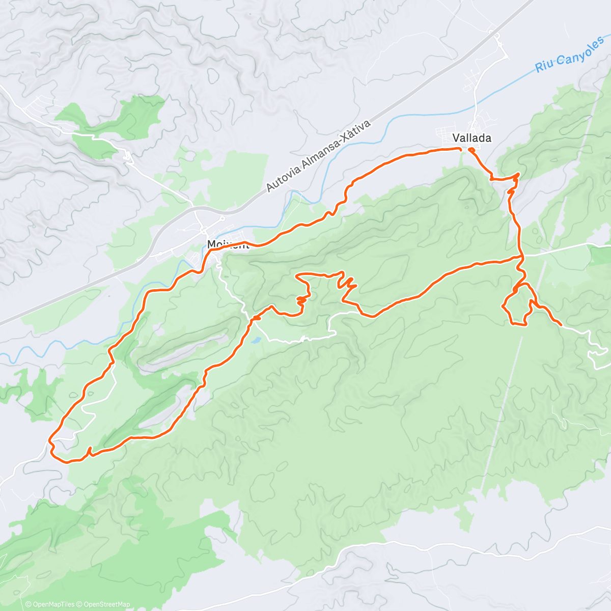 Map of the activity, Bicicleta de montaña por la tarde