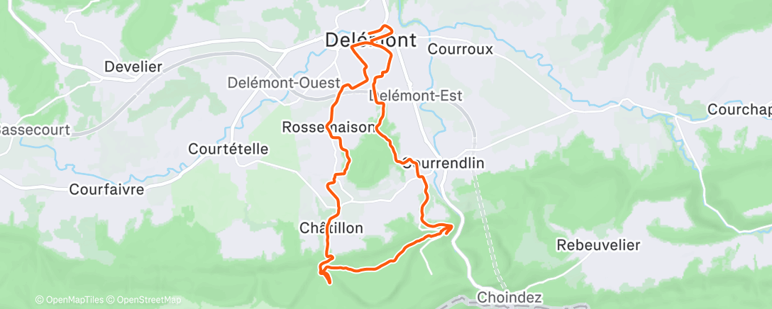 Map of the activity, Afternoon Run