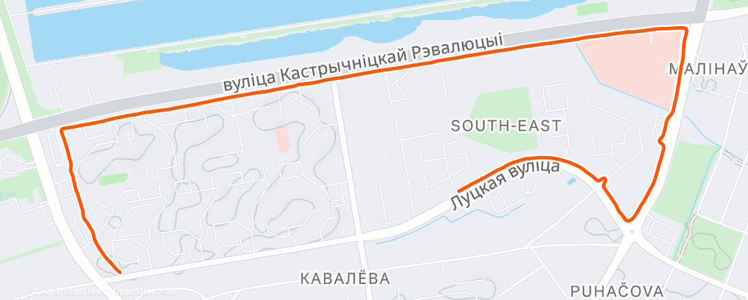 Map of the activity, Утренний забег