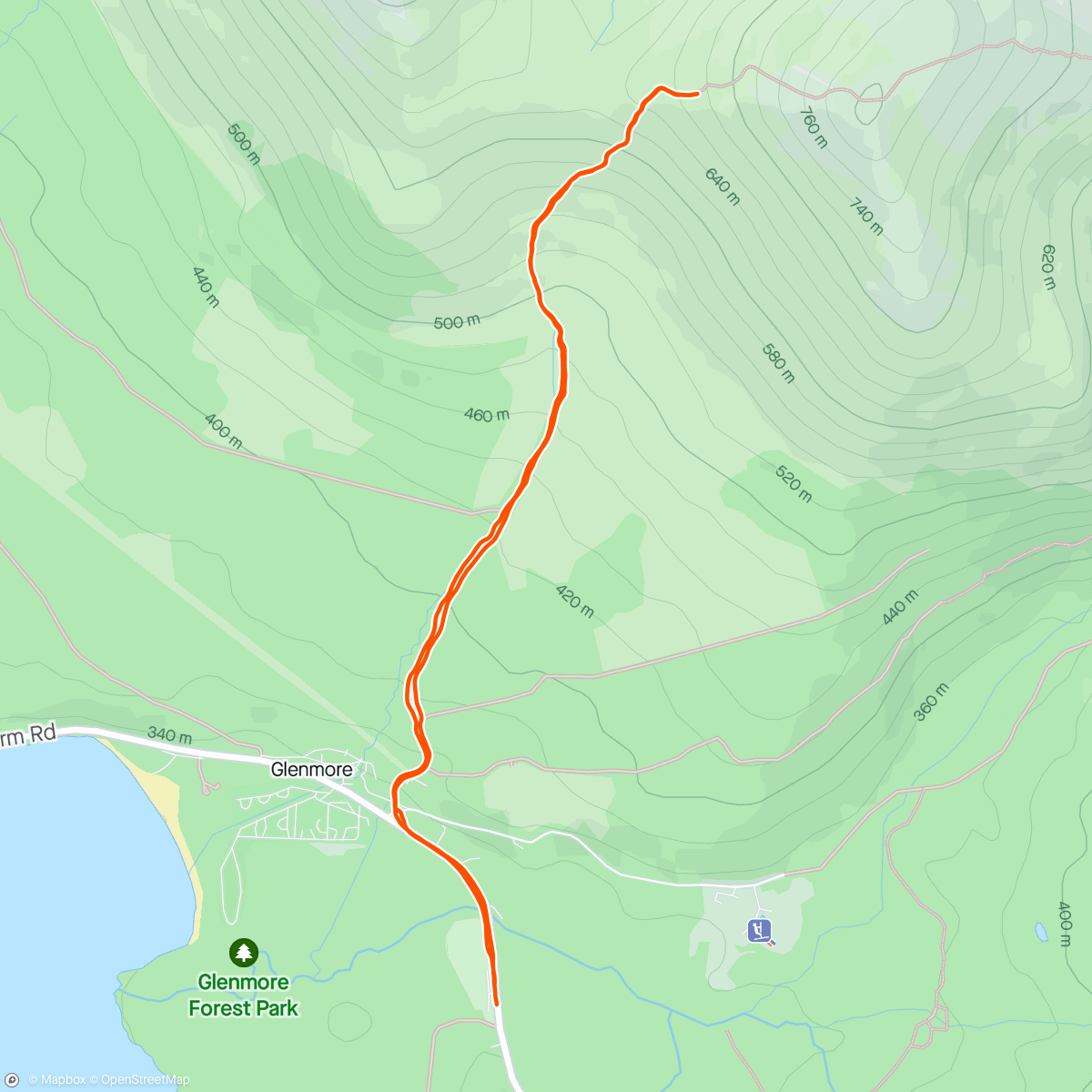 Map of the activity, Hill efforts