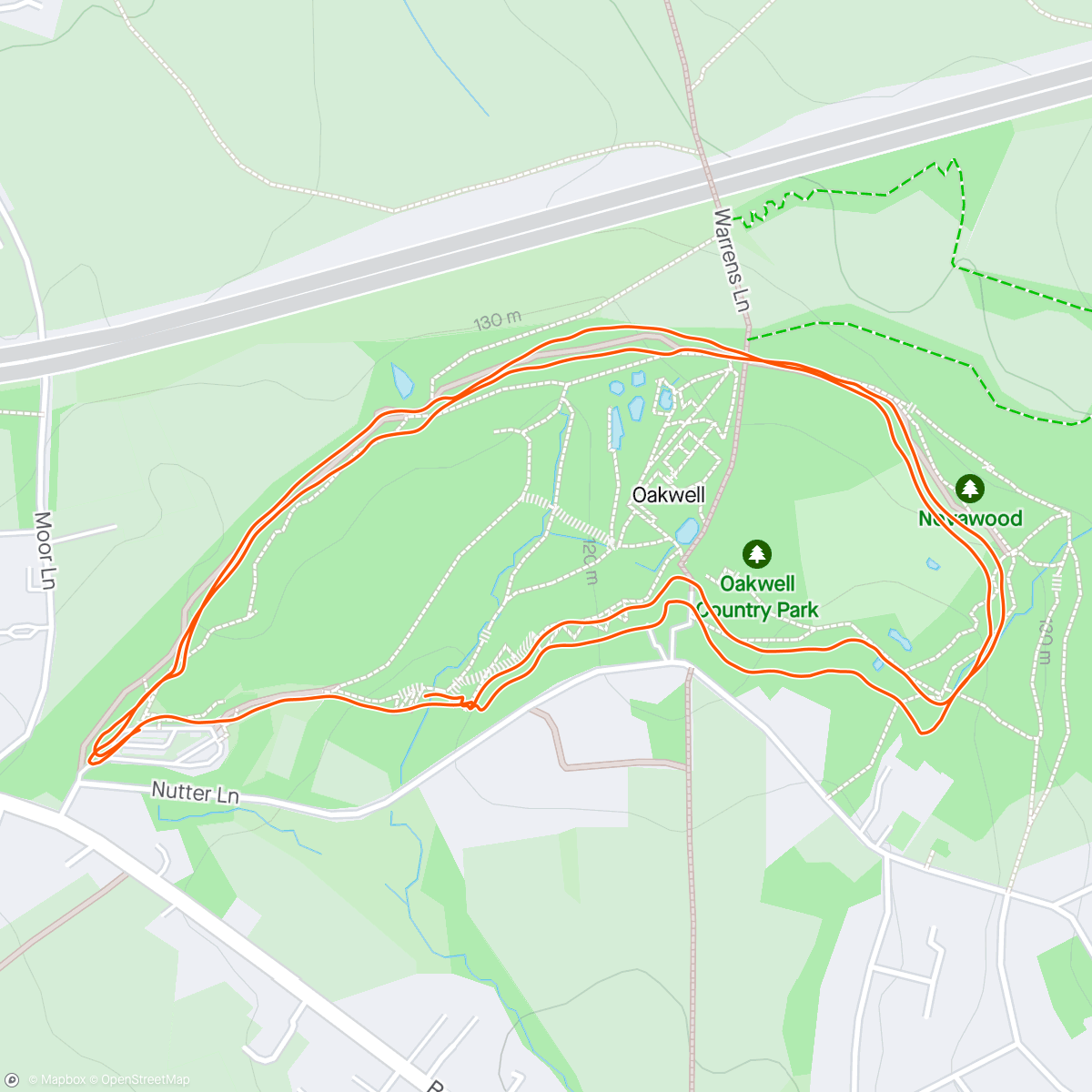 Map of the activity, Oakwell Hall Park Run