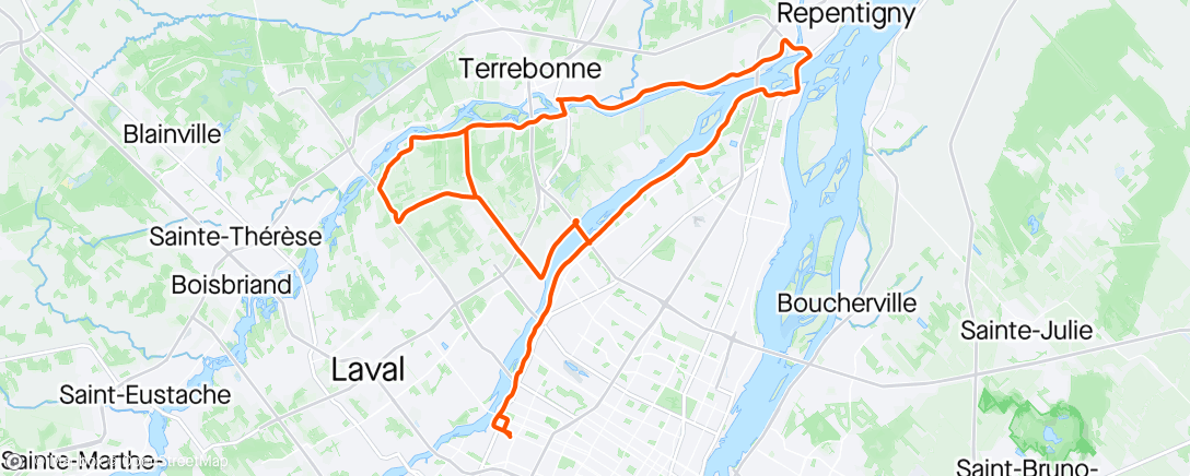 Map of the activity, Lunch Ride