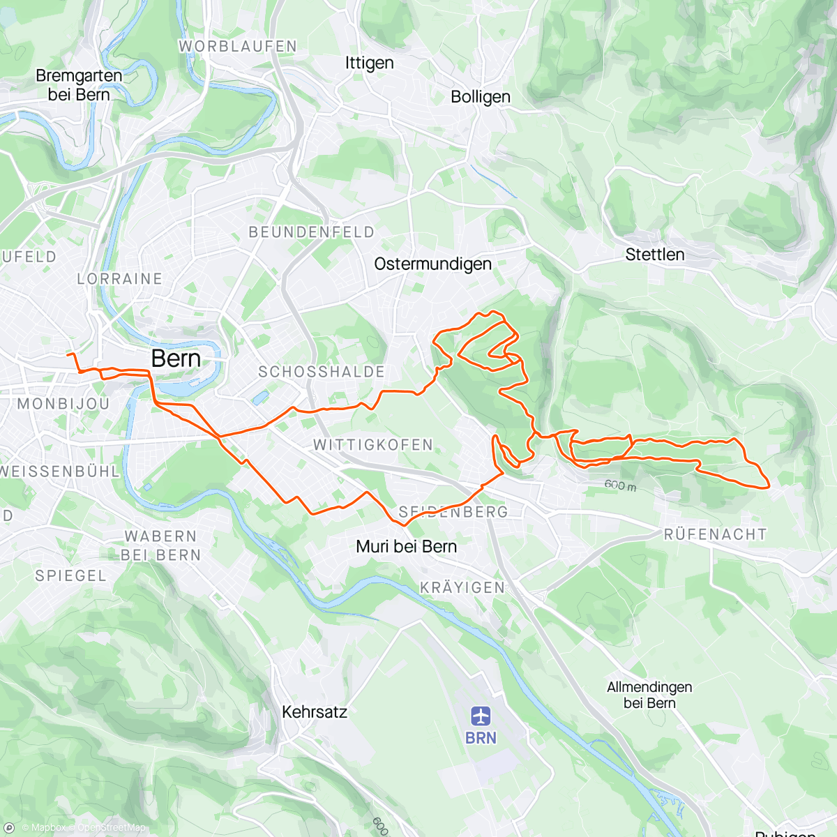 Map of the activity, LL Büsney Trails