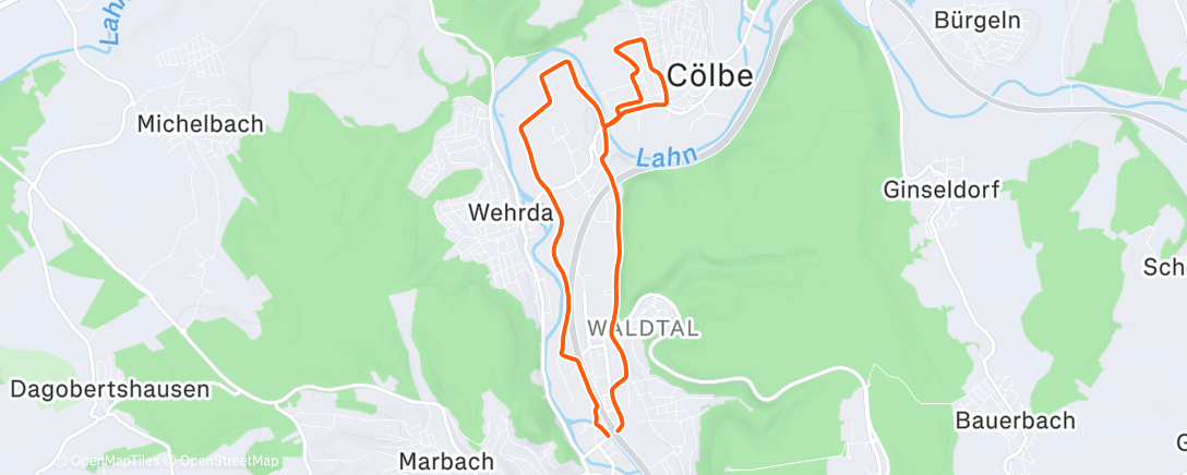 Map of the activity, Lauf am Morgen