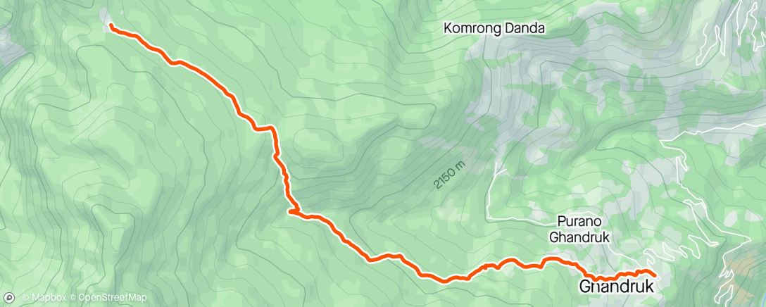 Map of the activity, Trek Day 4: Tadapani to Ghandruk