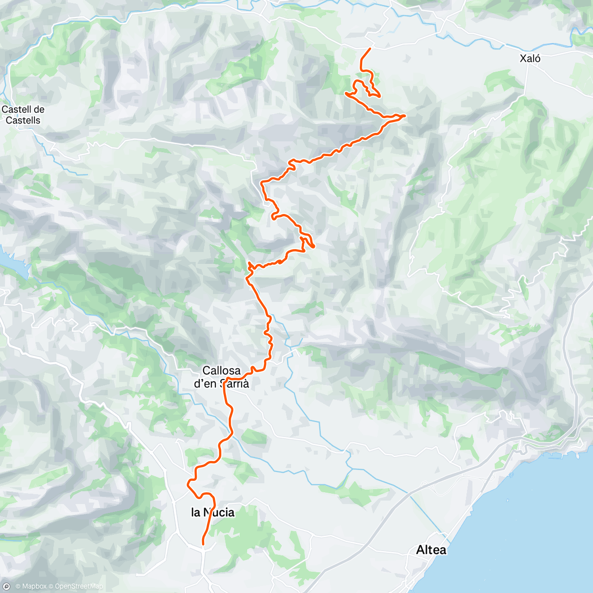 Map of the activity, ROUVY - La Nucia to Coll de Rates | Spain