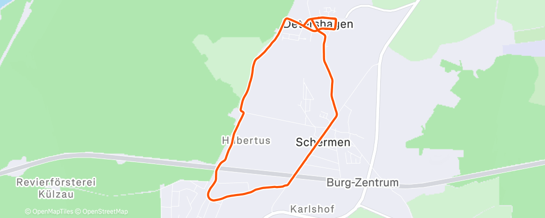 Map of the activity, Afternoon Run