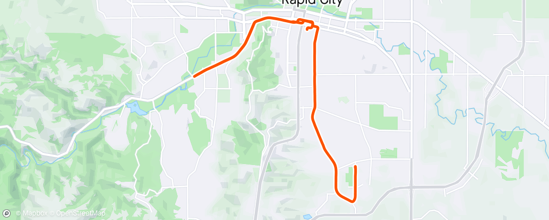 Map of the activity, Damn watch died. +3 miles south to west and back