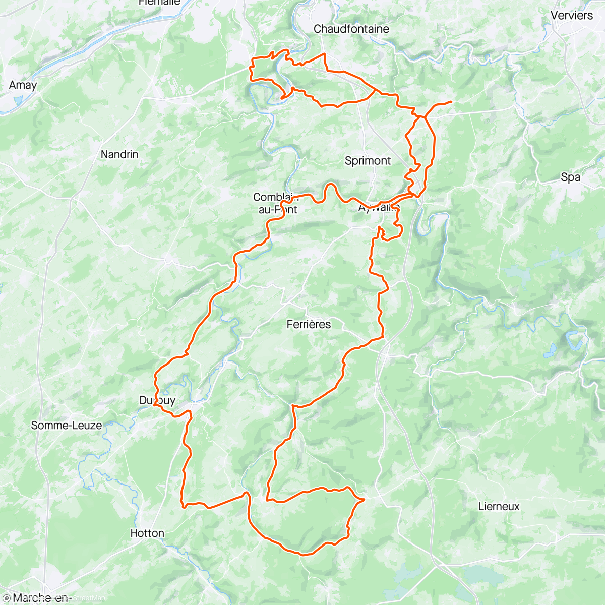 Mapa da atividade, La Doyenne, percorso medio