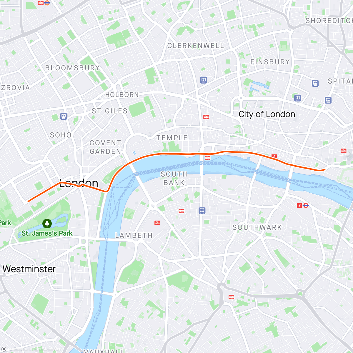 アクティビティ「Zwift - Greater London Loop in London」の地図