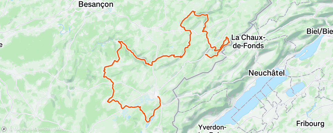 Map of the activity, Lunch Ride