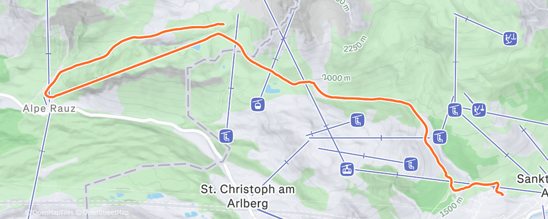 Map of the activity, Skiabfahrt am Nachmittag