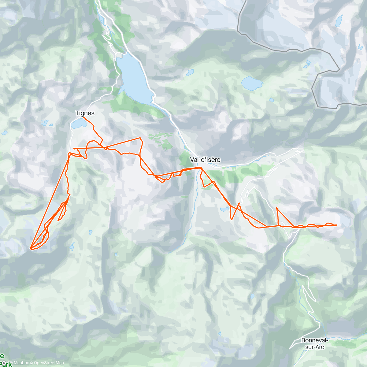 Map of the activity, Ski à Tignes Val d’Isère