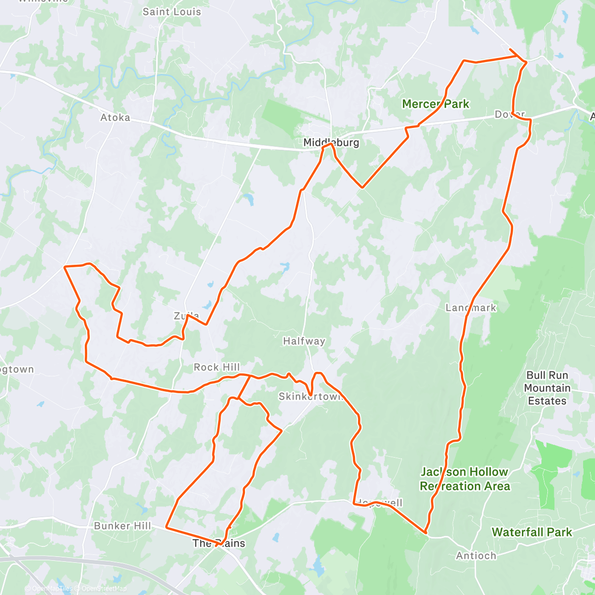 Map of the activity, Lunch Ride