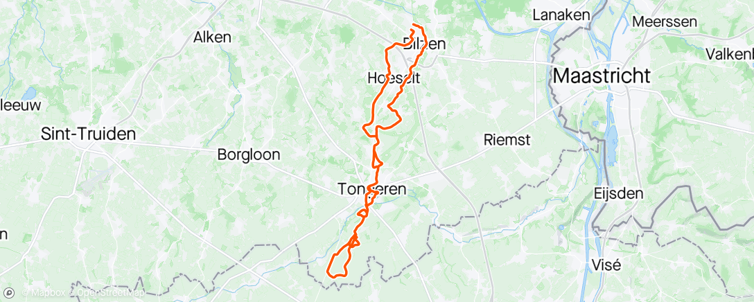 活动地图，KP Bilzen-Tongeren-Rutten-Bilzen TIO rondleiding.