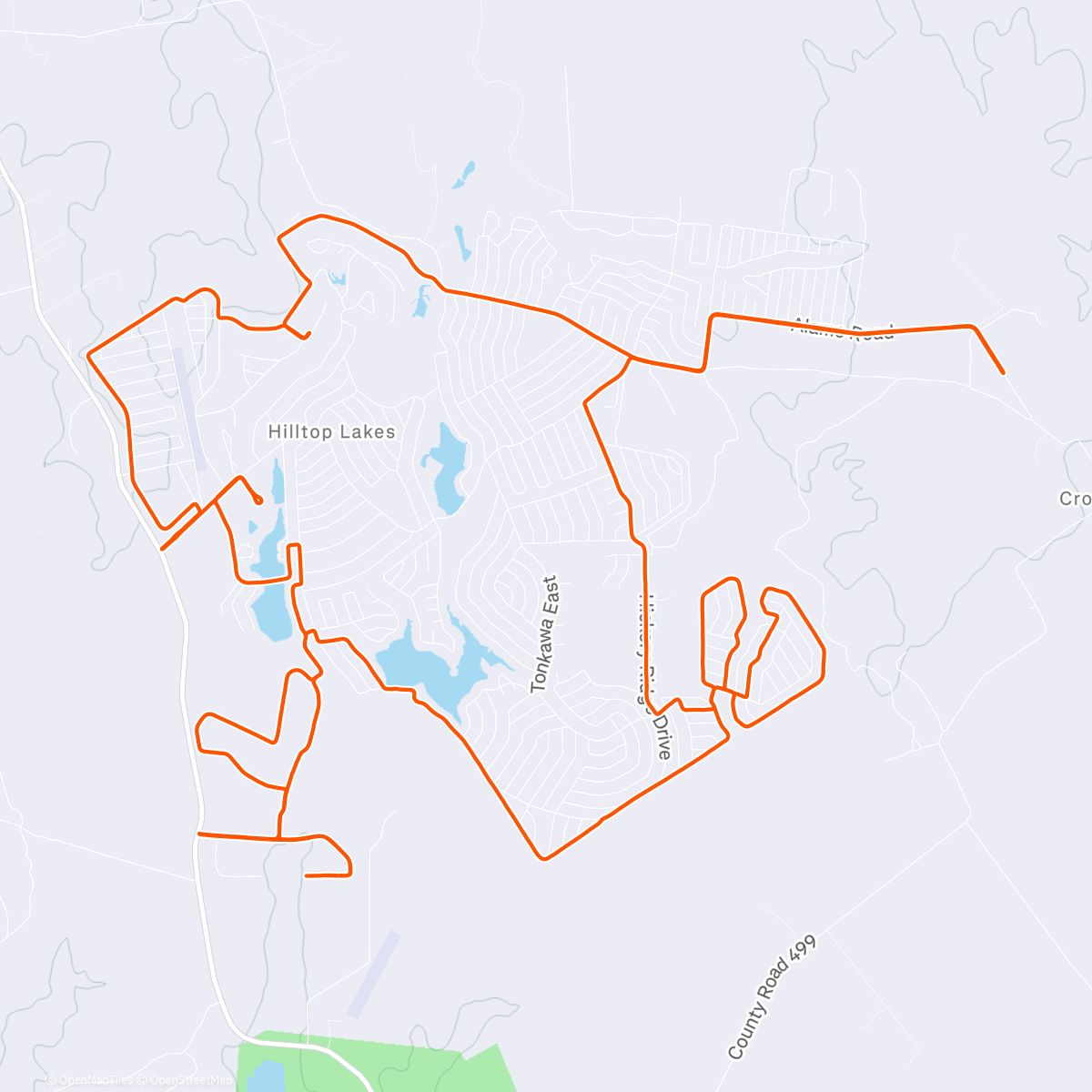 Map of the activity, Hilltop (foggy) Loop Ride
