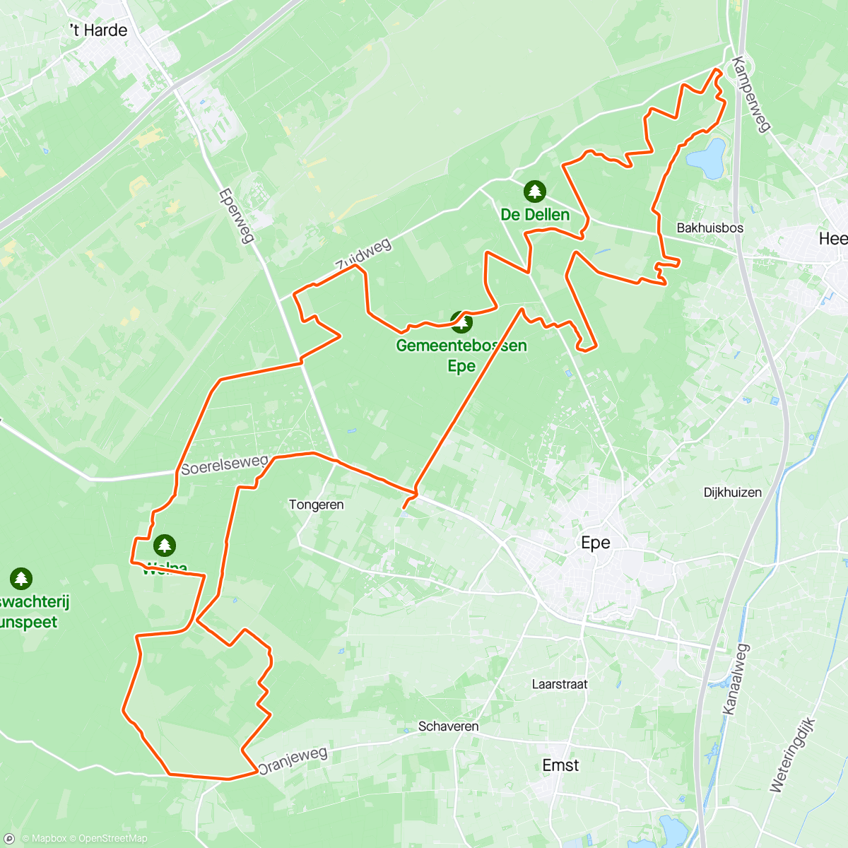 Map of the activity, Ginger Jack goes Gravel in de Veluwe