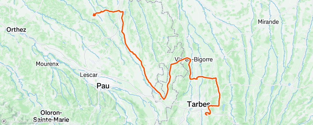 Map of the activity, Lunch Ride