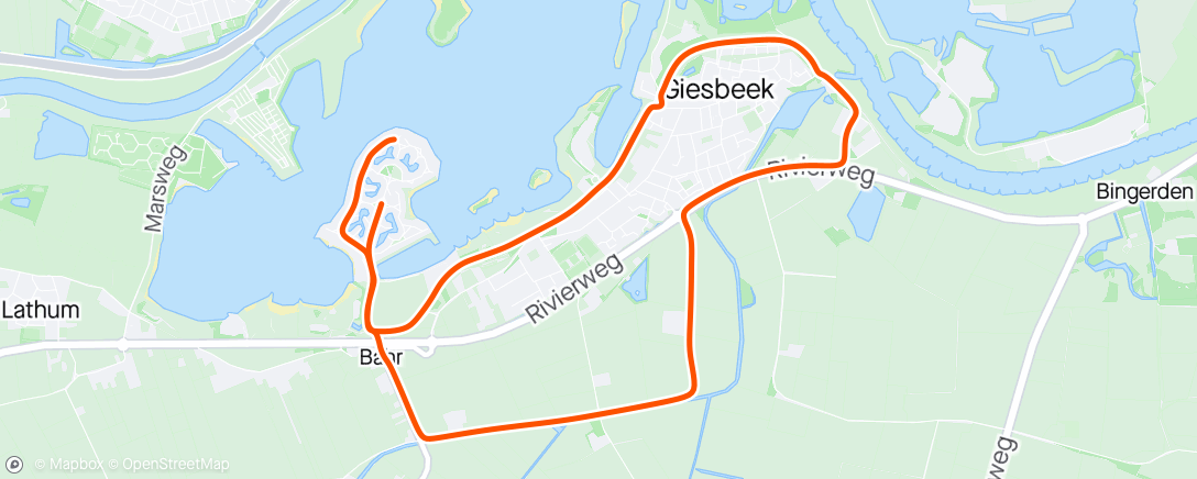 Map of the activity, Middagtraining step rondje