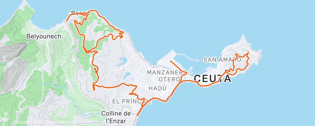 Map of the activity, Bicicleta de gravilla matutina