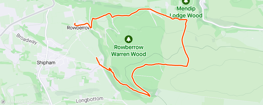 Map of the activity, Rowberrow walk