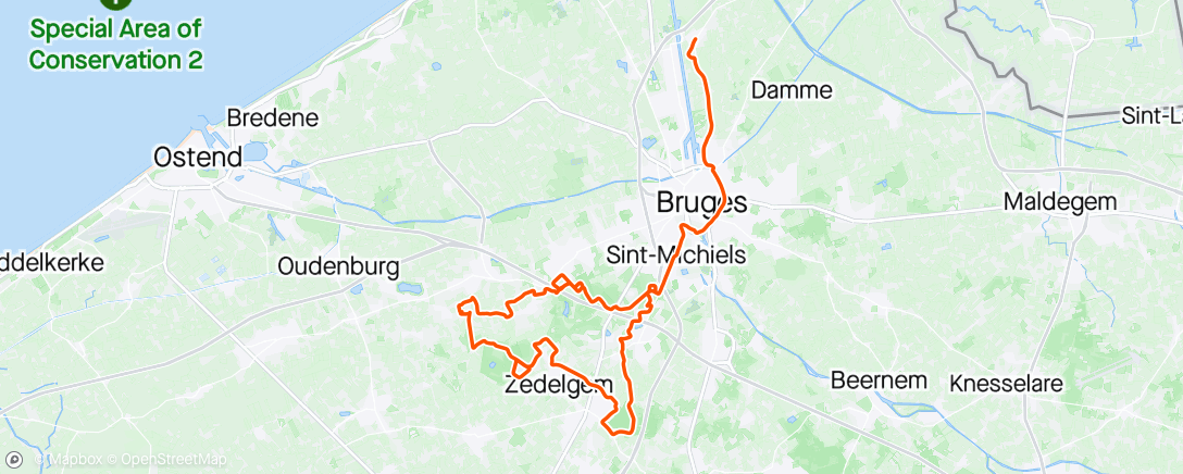 Map of the activity, Ride in Jabbeke on 7-6-2024