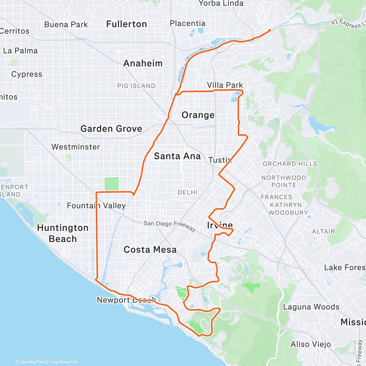 Map of the activity, Newport Coast & Irvine Bike4Fun✌️🙌🚲❤️