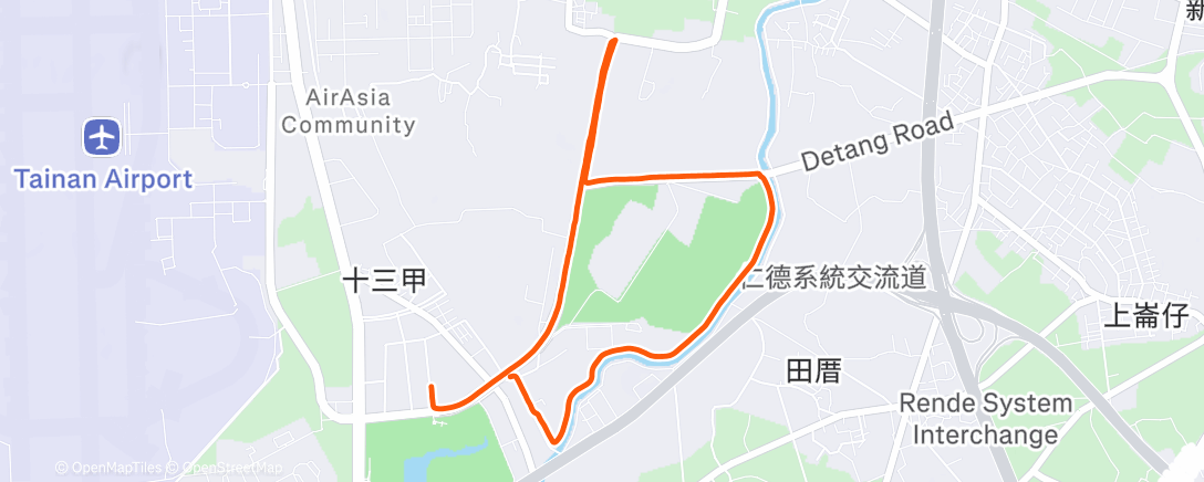 Map of the activity, Afternoon Run