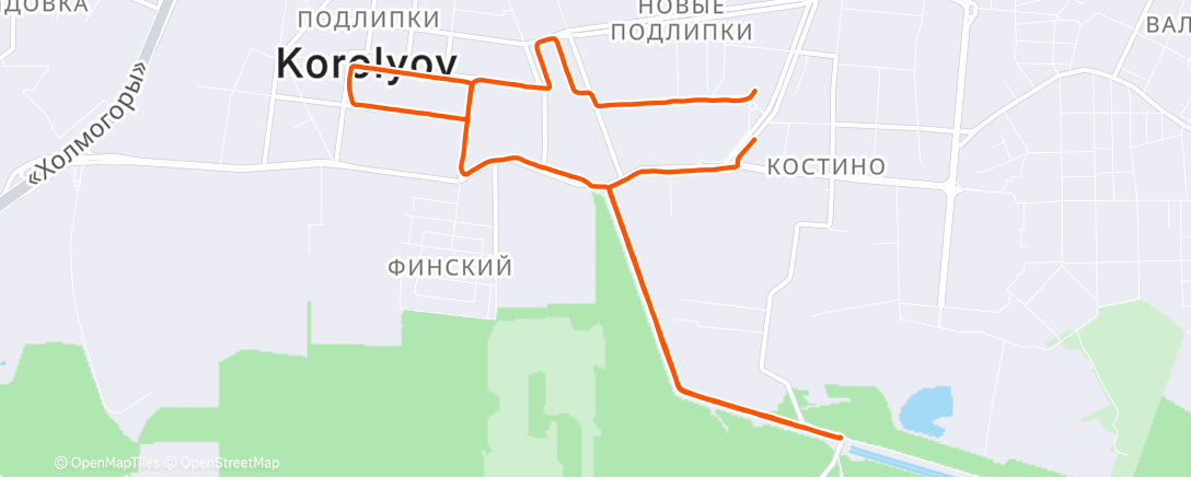 Map of the activity, Лëгкий бег