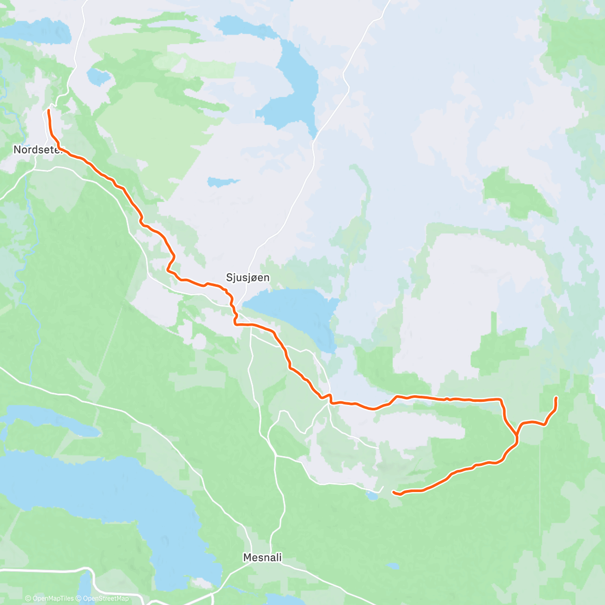 Карта физической активности (Nordseter->Sjusjøen ski center: Master class de Gaël!!)