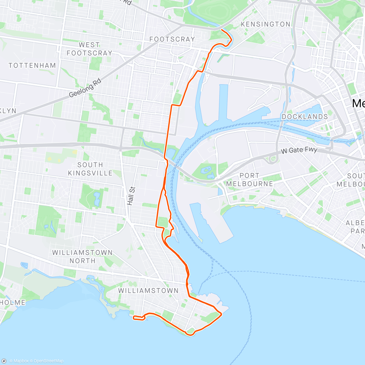 Map of the activity, FulGaz - Footscray To Williamstown Cruise