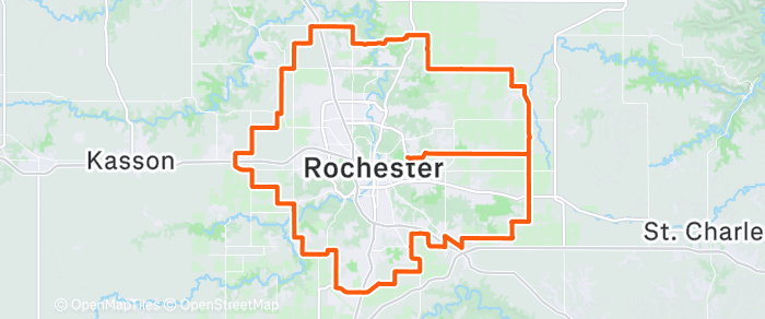 Route map for Tour de Rochester - Gravel
