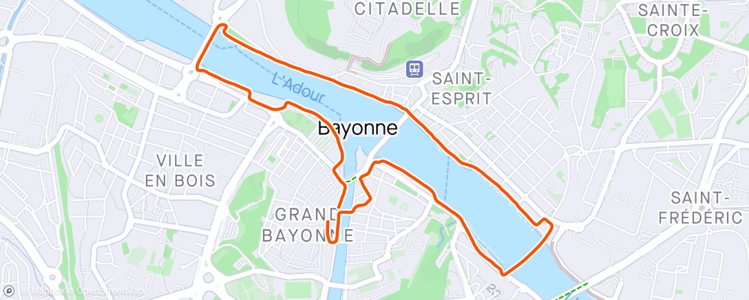 Map of the activity, parcours Adour