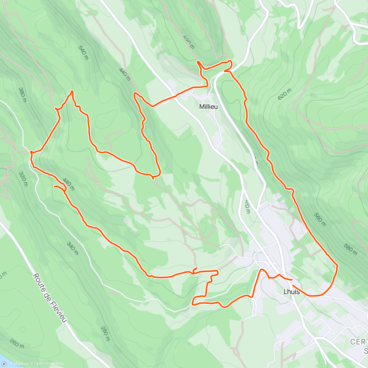 Map of the activity, Jardinage sur le 11km du so bugey
