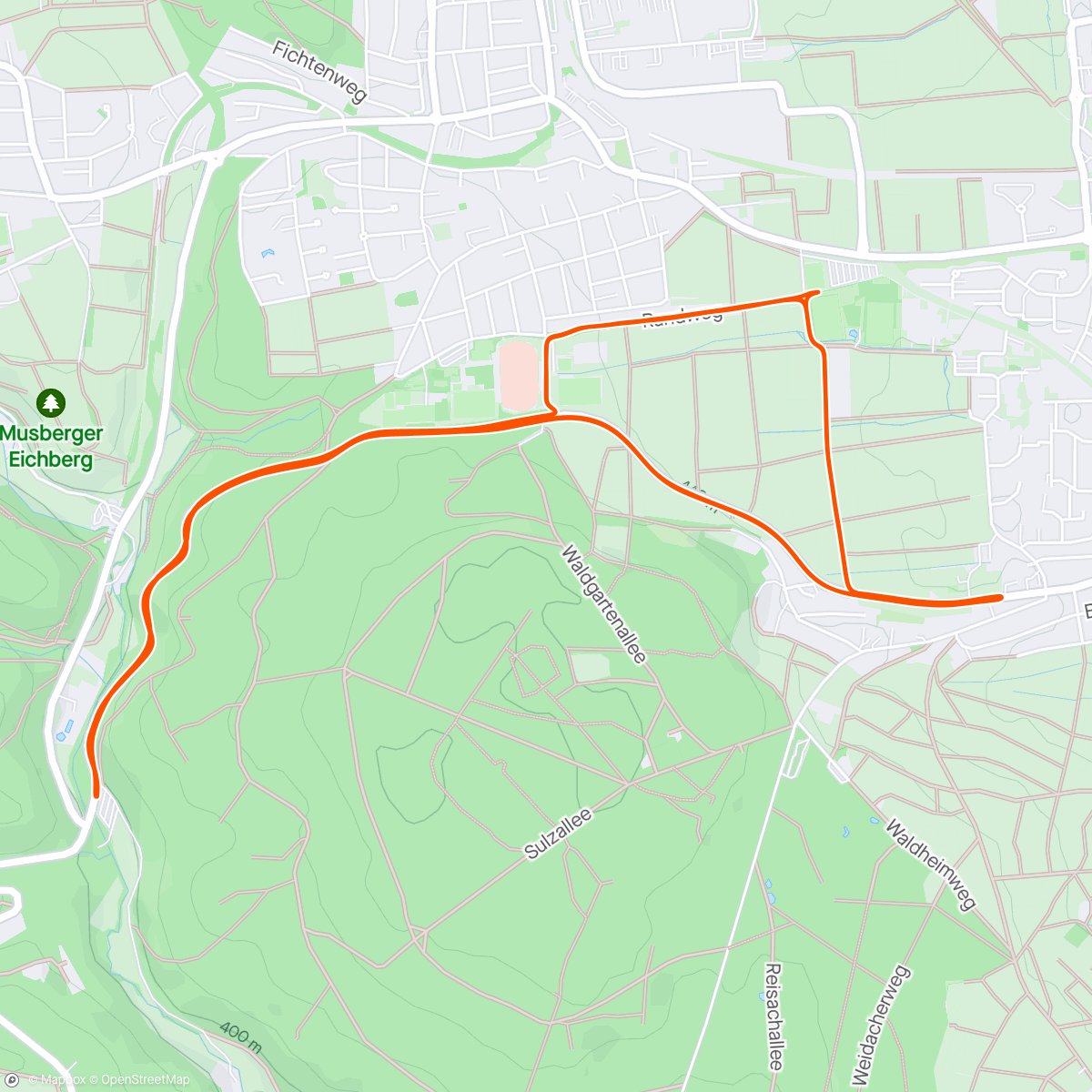 Mapa da atividade, Duathlon Liga Echterdingen Bike