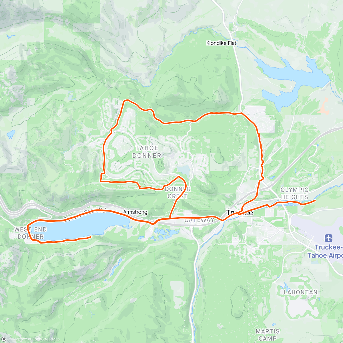 Map of the activity, Long ride around Truckee - getting ready for Tour de Manure