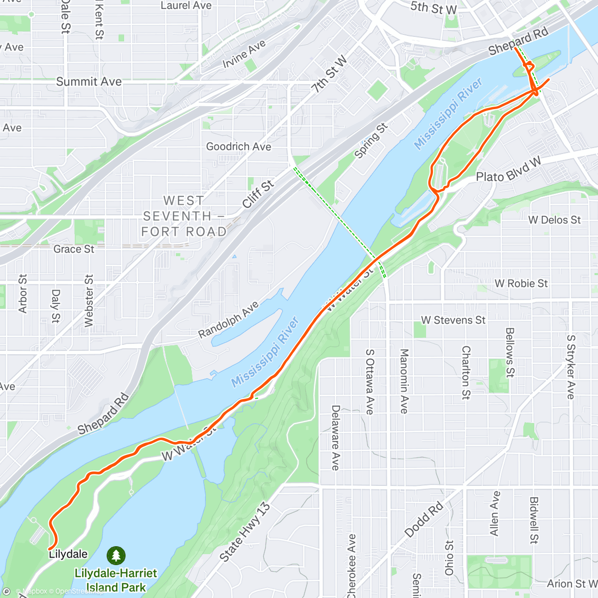Map of the activity, Running the Mississippi!