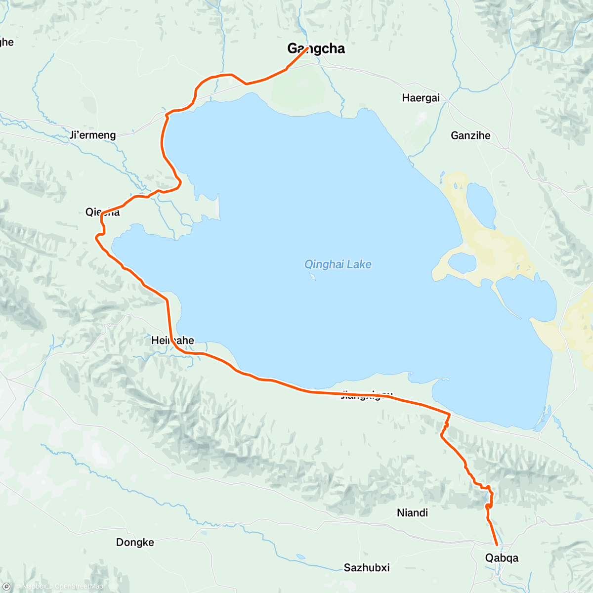 Map of the activity, Stage 6 - Tour of Qinghai Lake