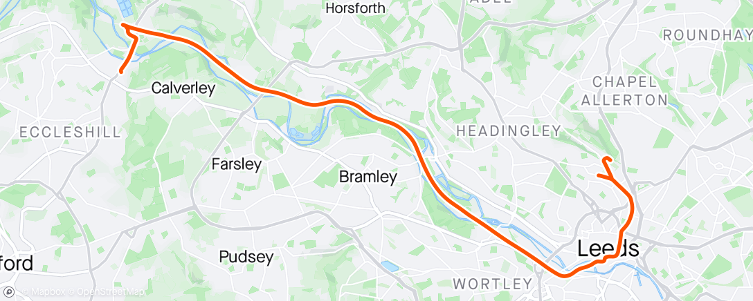 Mapa da atividade, Ride into Leeds half on the train 🚴‍♂️
