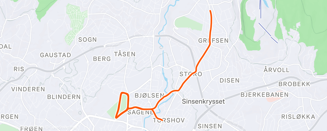 Map of the activity, Afternoon Run